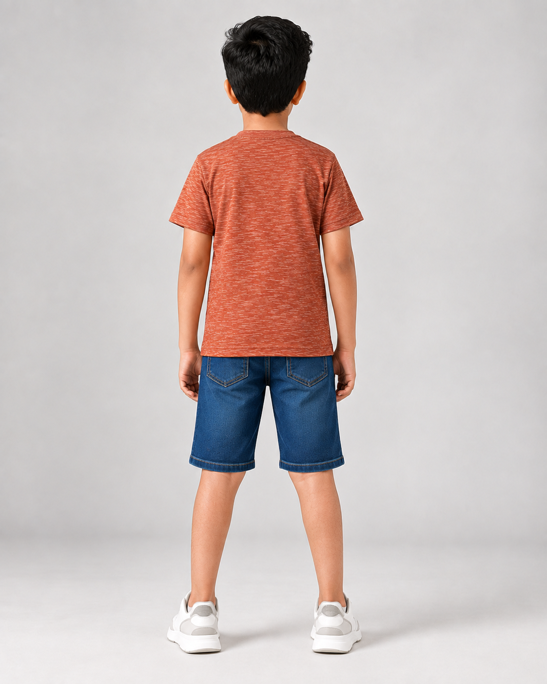 Boys Printed Round Neck Half Sleeve T-Shirt | Rust Orange Casual Cotton Look Top for Kids | Stylish Summer Wear - Image 2